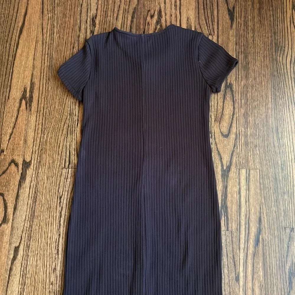 Madewell Black ribbed shirt sleeve button front dress, xs - Picture 4 of 4